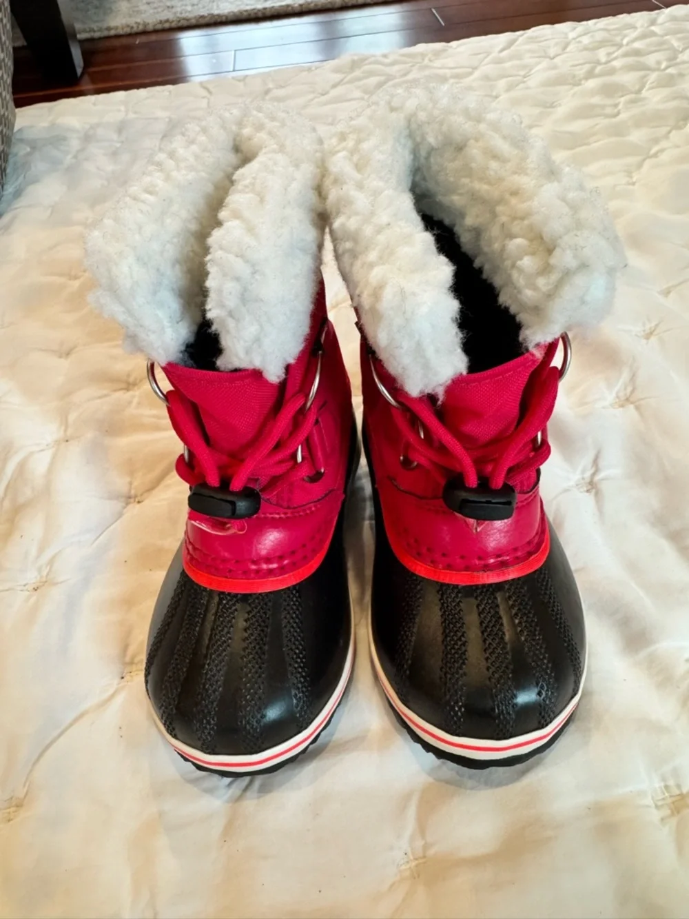 Sorel Kids Pink and Black Fleece-Lined Snow Boots
